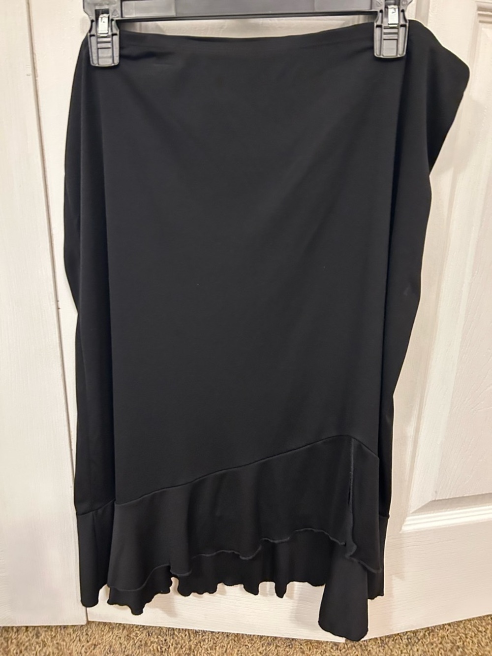 Black Asymmetrical Ruffled Hem Skirt